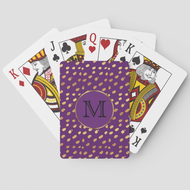 Lila Plommon och Guldmonogram Casinokort (Baksidan)