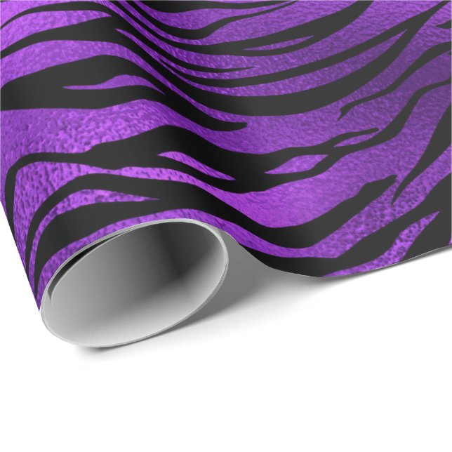 Lila Plum Amethyst Black Tiger Animal Abstrakt Presentpapper (Rullad Hörn)