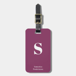 Lila Plum Berry Monogram Namn Snyggt Typewriter Bagagebricka