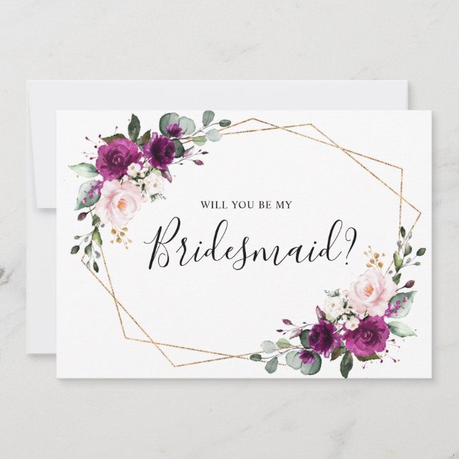 Lila Plum  blir du min bridesmaid Inbjudningar (Framsida)