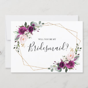 Lila Plum blir du min bridesmaid Inbjudningar