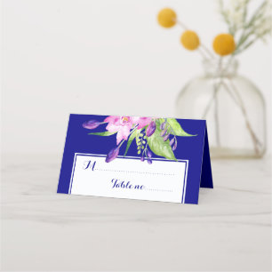 Lila plum blommigt bröllop bord ställe placeringskort