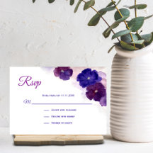 Lila Plum Blue Watercolor Blommigt OSA Bröllop
