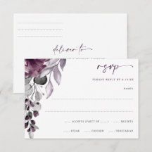 Lila Plum Bröllop Watercolor Blommigt Foliage OSA
