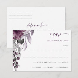Lila Plum Bröllop Watercolor Blommigt Foliage OSA