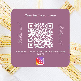 Lila plum business namn qr code instagram fyrkantigt klistermärke