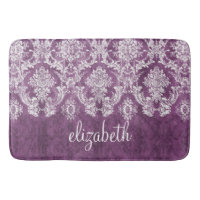Lila Plum Grunge Damask Pattern med Namn