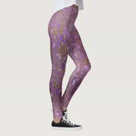 Lila Plum Guld Metallic Diamond Sparkly Leggings