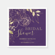 Lila Plum & Guld Modern Blommigt Möhippa Nap