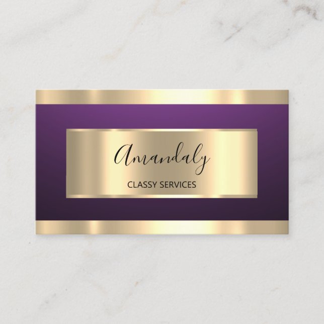 Lila Plum Guld Professionell Makeup Nagel Rosa Visitkort (Framsida)