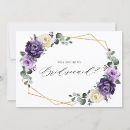 Lila Plum Ivory Guld Blommigt Bridesmaid Frieri Inbjudningar