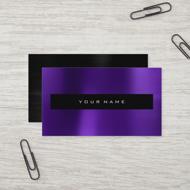 Lila Plum Metallic Black Mode Stylist Visitkort (Fram/Back In Situ)