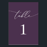 Lila Plum - minimalistisk Bröllop Bordsnummer Bord<br><div class="desc">Vacker lila-plum,  elegant,  modernt och minimalistiskt bordsnummer-kort. Helt anpassade. **NOTERA: Om du vill beställa justerar du helt enkelt bordsnumret och lägger till varje nummer i kundvagnen separat. Checka sedan ut gången du är avslutat.</div>