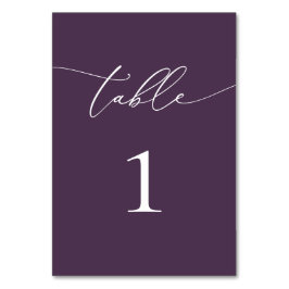 Lila Plum - minimalistisk Bröllop Bordsnummer Bord
