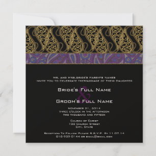 Lila Plum Paisley bröllopsinbjudan Inbjudningar