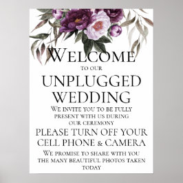 Lila Plum Peonies Unplugged Bröllop Ceremony Poster