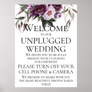 Lila Plum Peonies Unplugged Bröllop Ceremony Poster