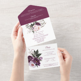 Lila Plum Rosa Peonies Bröllop