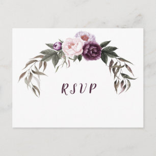Lila Plum Rosa Peonies Bröllop OSA Vykort