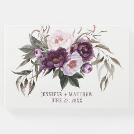 Lila Plum Rosa Peonies Greenery Bröllop Gästböcker
