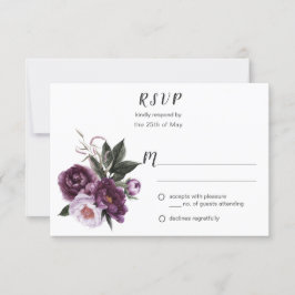 Lila Plum Rosa Peonies Greenery OSA #1 Kort