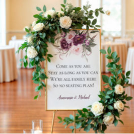 Lila Plum Rosa Peonies no Seittorplan Bröllop Poster