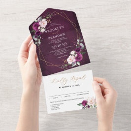 Lila Plum  Rosa ros Geometric Bröllop Al