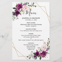 Lila Plum Rosa ros Geometric Bröllop Menu