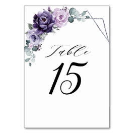 Lila Plum Silver Blommigt Blooms Geometric Bröllop Bordsnummer