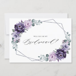 Lila Plum Silver Blommigt Bridesmaid Frieri Inbjudningar