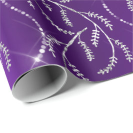 Lila Plum Sparkly Laurel Silver Diamonds Presentpapper