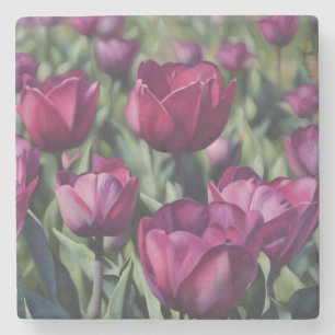 Lila Plum Tulip Garden Flower Art Marble Stenunderlägg