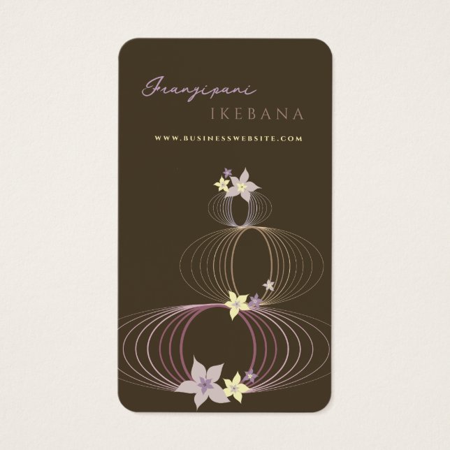 Lila Plumeria Frangipani Blommor Minimal Ikebana Visitkort (Framsidan)