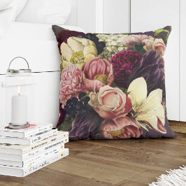 Lila plumgrädde och rosa moody blommor kudde