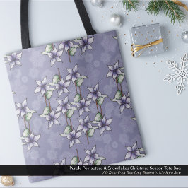 Lila Poinsettias & Snöflingor Julvinter Tygkasse