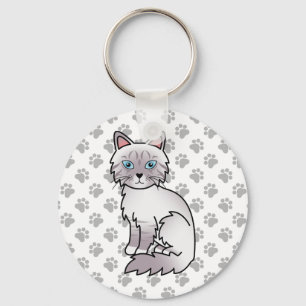 Lila Point Tabby Birman / Ragdoll Katt Illustratio Nyckelring