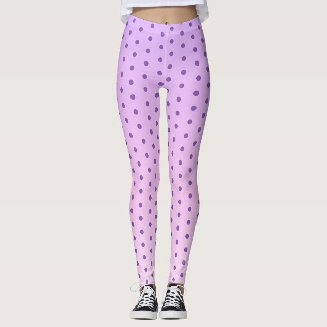 Lila Polka dockar på Rosa och lilac Leggings (Framsida)