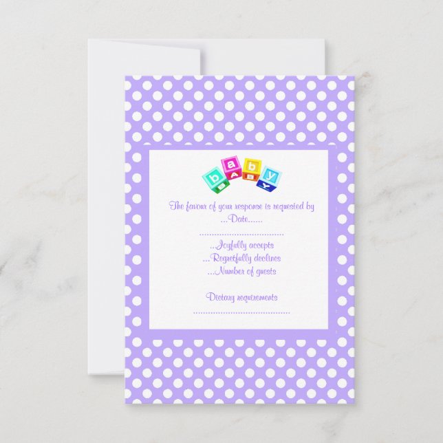 LILA POLKA DOT BABY SHOWER OSA BLOCKS KORT (Framsida)