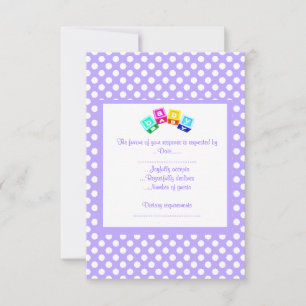LILA POLKA DOT BABY SHOWER OSA BLOCKS KORT