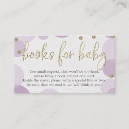 Lila Polka Dot Bok Request Baby Shower Inbjudan