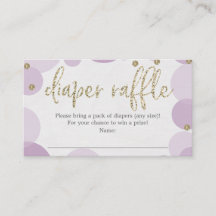 Lila Polka Dot Diaper Raffle Baby Shower Card