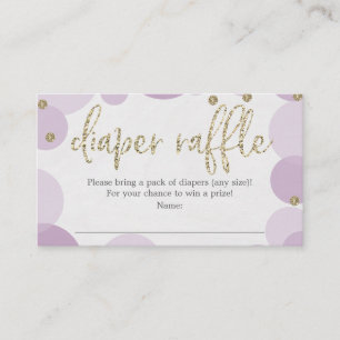 Lila Polka Dot Diaper Raffle Baby Shower Card Tilläggskort
