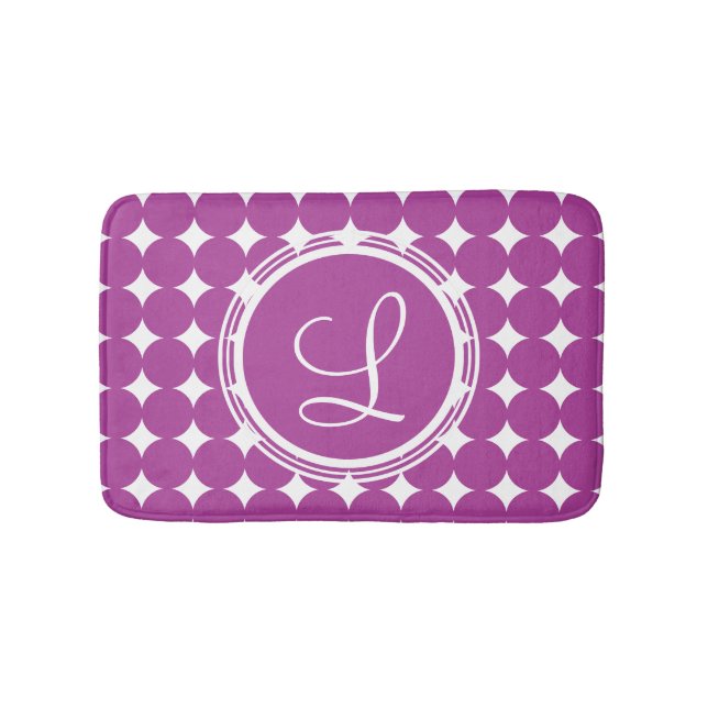 Lila Polka Dot Monogram Badrumsmatta (Framsidan)
