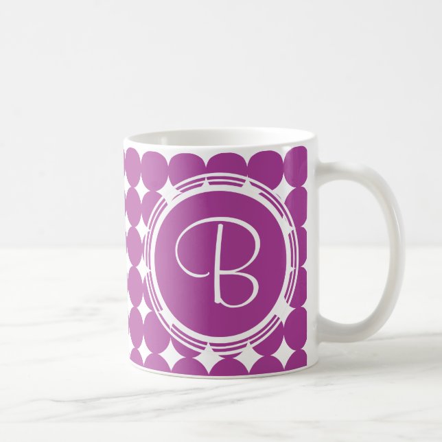 Lila Polka Dot Monogram Kaffemugg (Höger)
