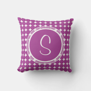 Lila Polka Dot Monogram Kudde