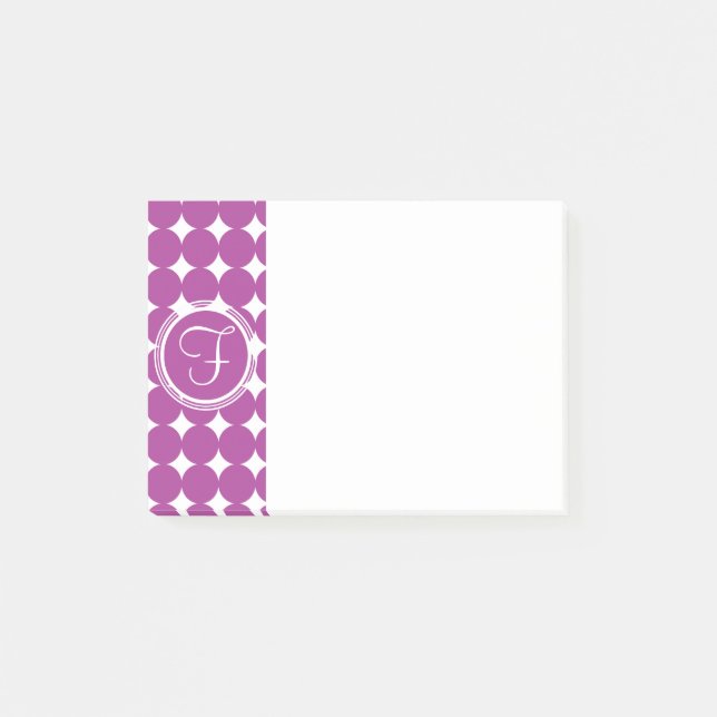 Lila Polka Dot Monogram Post-it Block (Framsida)