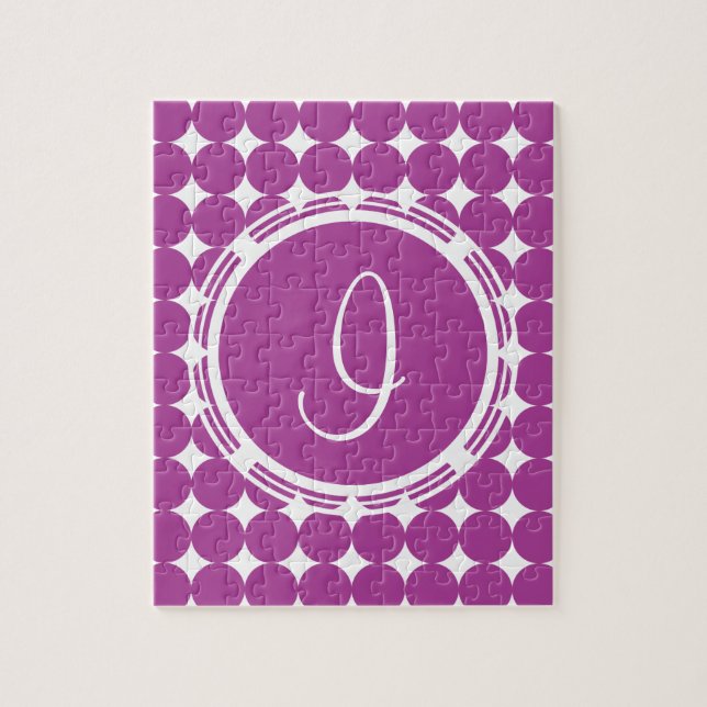Lila Polka Dot Monogram Pussel (Vertikal)