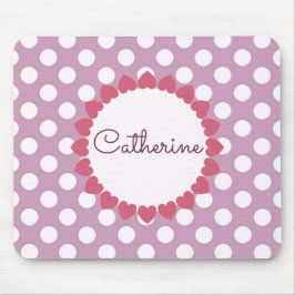 Lila Polka Dot Namn i Hearts Cute Musmatta