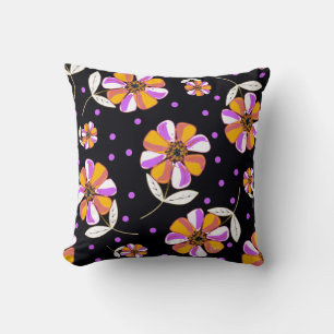 Lila Polka Dot Pansies Kudde