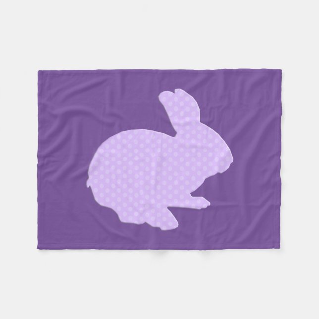 Lila Polka Dot Silhouette Bunny Fleece Blanket (Framsidan (Horisontell))